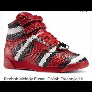 Melody Ehsani Reeboks Black/Red Snake print